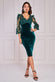 Scallop Pearl Lace & Velvet Midi Dress DR4112