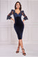 Scallop Pearl Lace & Velvet Midi Dress DR4112