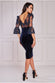 Scallop Pearl Lace & Velvet Midi Dress DR4112