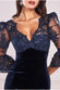 Scallop Pearl Lace & Velvet Midi Dress DR4112