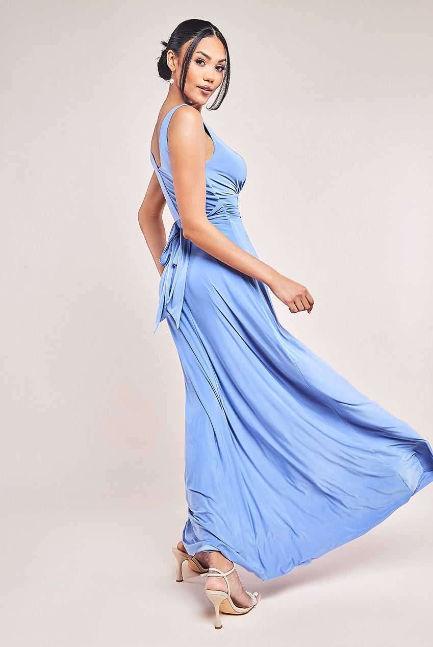 Diamante & Scalloped Lace Neck Maxi Dress DR4120