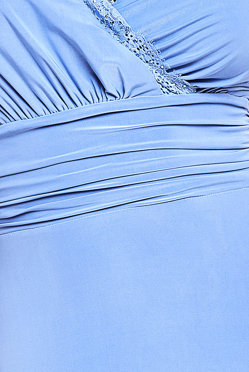 Diamante & Scalloped Lace Neck Maxi Dress DR4120