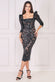 Square Neck Scalloped Lace Midi Dress DR4124