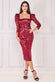 Square Neck Scalloped Lace Midi Dress DR4124