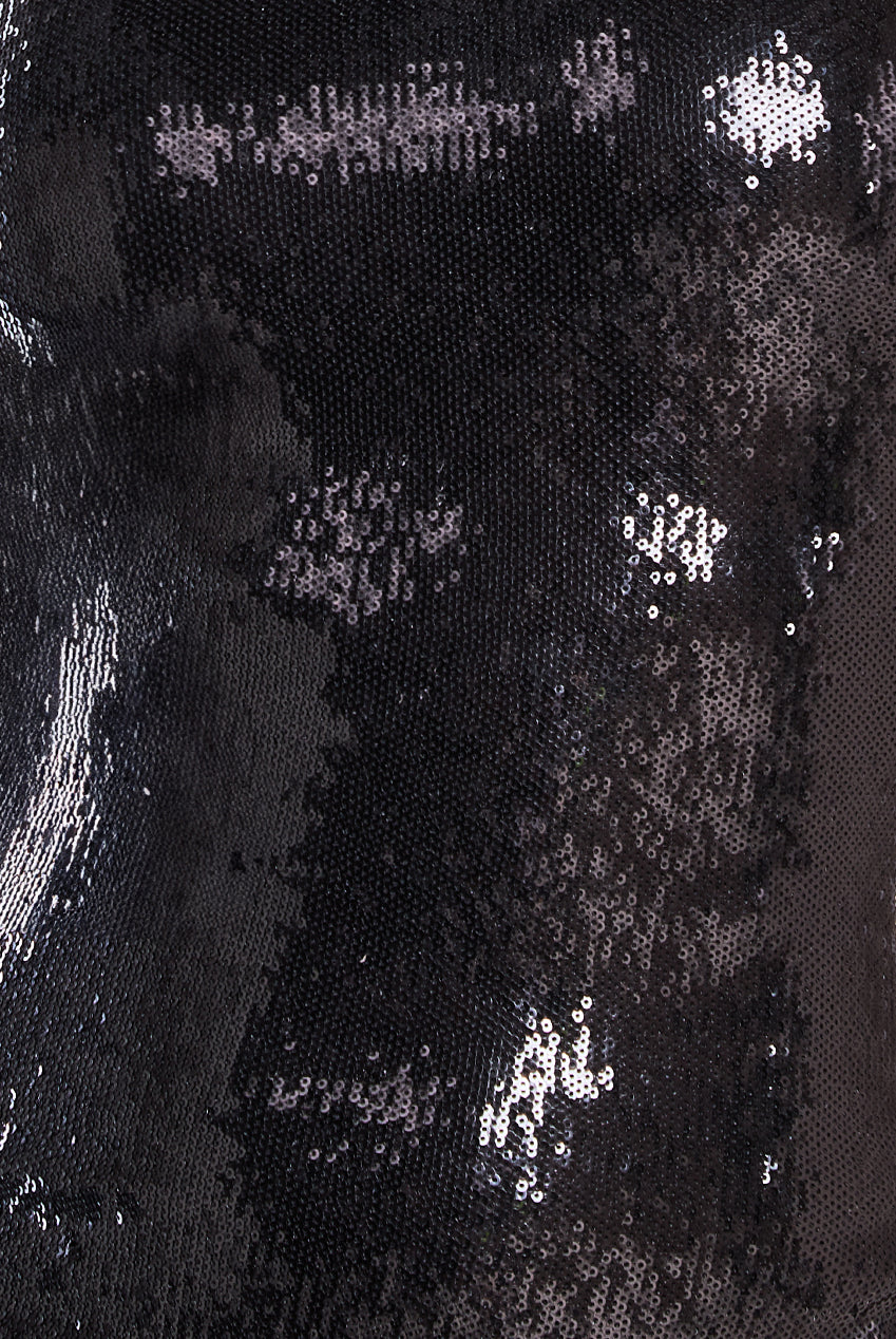 Liquid Sequin Halterneck Mini With Corsage DR4125