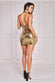 Liquid Sequin Halterneck Mini With Corsage DR4125
