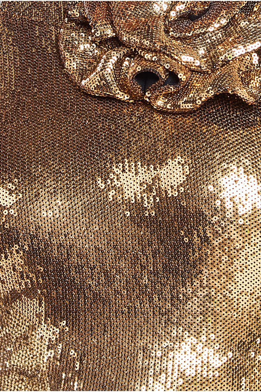 Liquid Sequin Halterneck Mini With Corsage DR4125