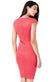 Keyhole Fitted Midi Dress With Metal Bar Detail DR902A