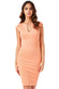 Keyhole Fitted Midi Dress With Metal Bar Detail DR902A