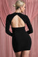 Open Back Long Sleeve Plunge Neck Mini Dress NCD04