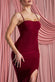 Ruched Bust Thigh Split Midi Bodycon Dress NCD13