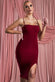 Ruched Bust Thigh Split Midi Bodycon Dress NCD13