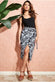 Printed High Waist Wrap Midi Skirt SK17