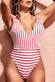 V Neck Striped Swimsuit SW57