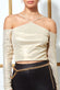 Metallic Cut Out Crop Top T157