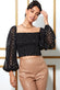 Shirred Printed Crop Top With Long Sleeves T162