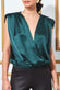 Satin Wrap Style Top With Shoulder Pads T165