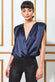 Satin Wrap Style Top With Shoulder Pads T165