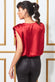 Satin Wrap Style Top With Shoulder Pads T165