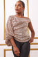 Dual Tone Sequin One Shoulder Balloon Sleeve Top T200