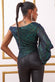 Dual Tone Sequin One Shoulder Balloon Sleeve Top T200