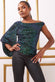 Dual Tone Sequin One Shoulder Balloon Sleeve Top T200
