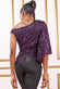 Dual Tone Sequin One Shoulder Balloon Sleeve Top T200