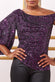 Dual Tone Sequin One Shoulder Balloon Sleeve Top T200
