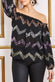 Multi Color Zig Zag Sequin Embroidered Off Shoulder Top T201