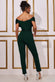 Scuba Crepe Corset Bodice Jumpsuit With Satin Bardot TR351