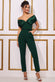 Scuba Crepe Corset Bodice Jumpsuit With Satin Bardot TR351