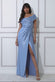 Cowl Neck Bardot Satin Maxi Front Split DR3517