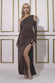 Cold Shoulder Lurex Maxi With Thigh Split DR3632