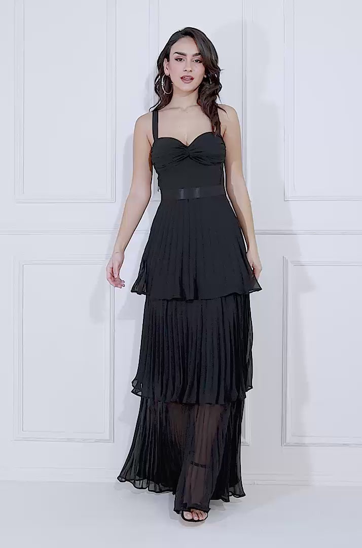 Pleated Chiffon Tiered Maxi DR3804