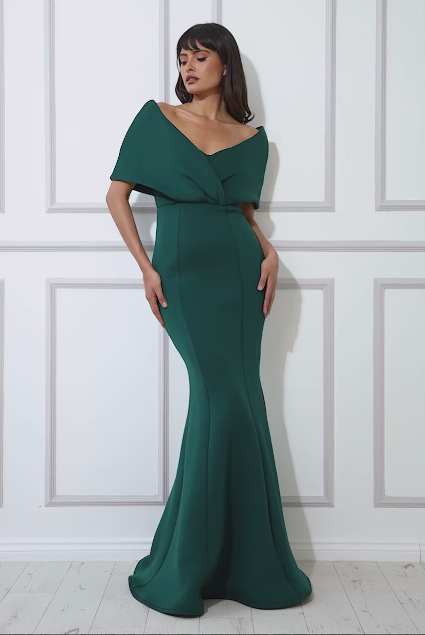 Off The Shoulder Scuba Foam Maxi Dress DR3408