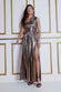 One Shoulder Slinky Foil Flared Maxi Dress DR3856