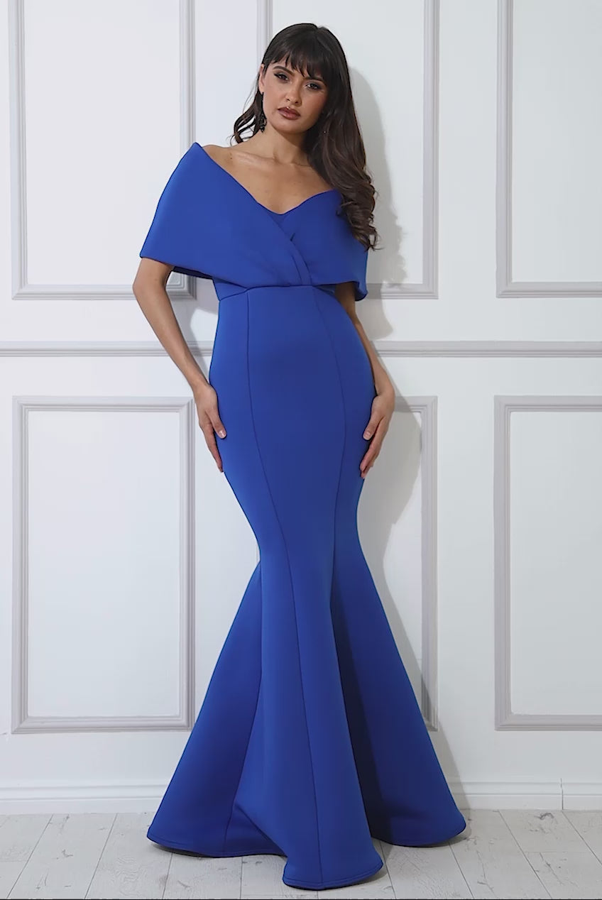 Off The Shoulder Scuba Foam Maxi Dress DR3408