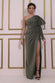 One Sleeve Frill Lurex Maxi Dress DR3693
