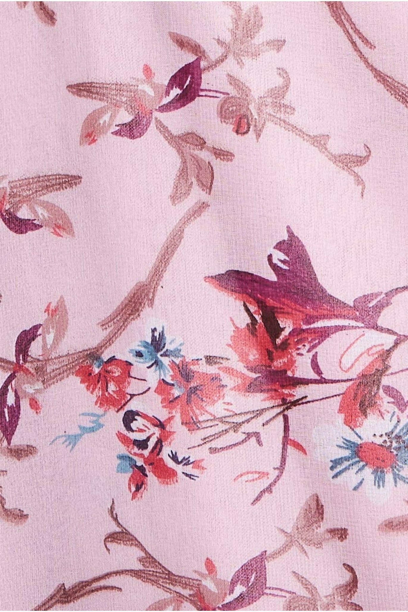 Floral Printed Chiffon Flutter Sleeve Midi Dress DR3500