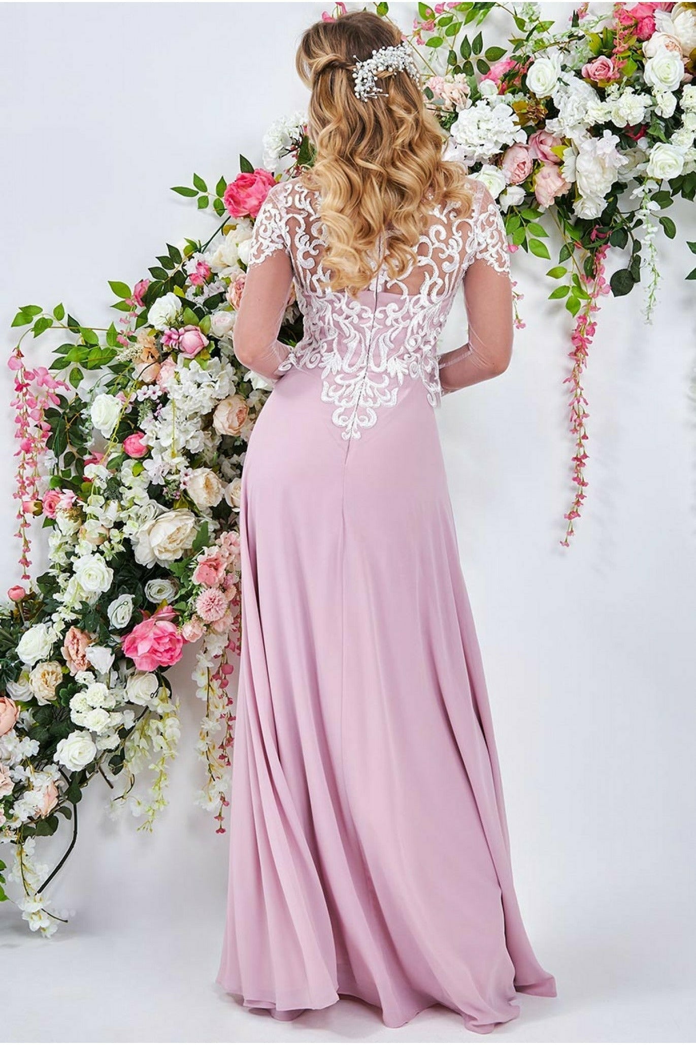 Mother Of The Bride Mesh & Lace Embroidered Bodice Maxi Dress DR3260MOB