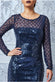 Sheer Diamond Design Sequin Maxi Dress DR2526