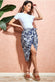 Printed High Waist Wrap Midi Skirt SK17