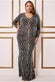 Geometric Sequin Long Sleeve Maxi Dress DR3495P
